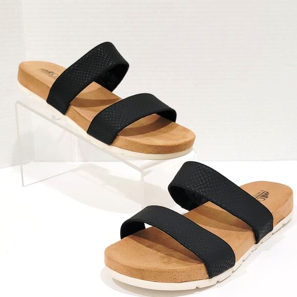 White Mountain Shoes - Cliffs By White Mountain Sandals Womens 9.5 Tahlie Two Strap Slip On Slide Black